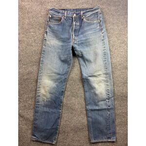 Levis 501 Jeans Mens W34 L36 (31x31) Blue Straight Leg Button Fly Denim Pants